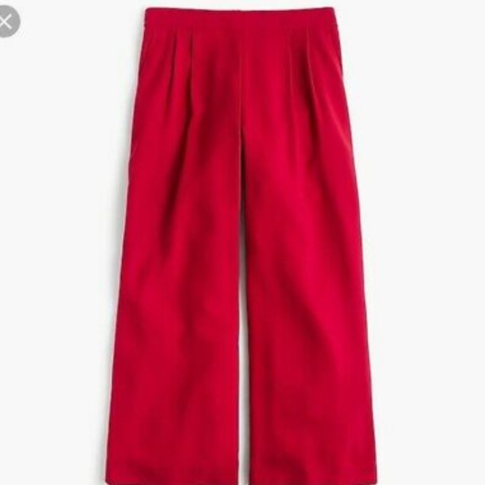 J.Crew crepe pull-on wide leg crop pants, 4, red